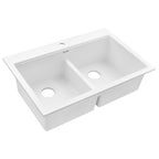Ruvati epiGranite — Tarja de Cocina de 33 x 22 pulg en Granito Compuesto — Blanco Ártico