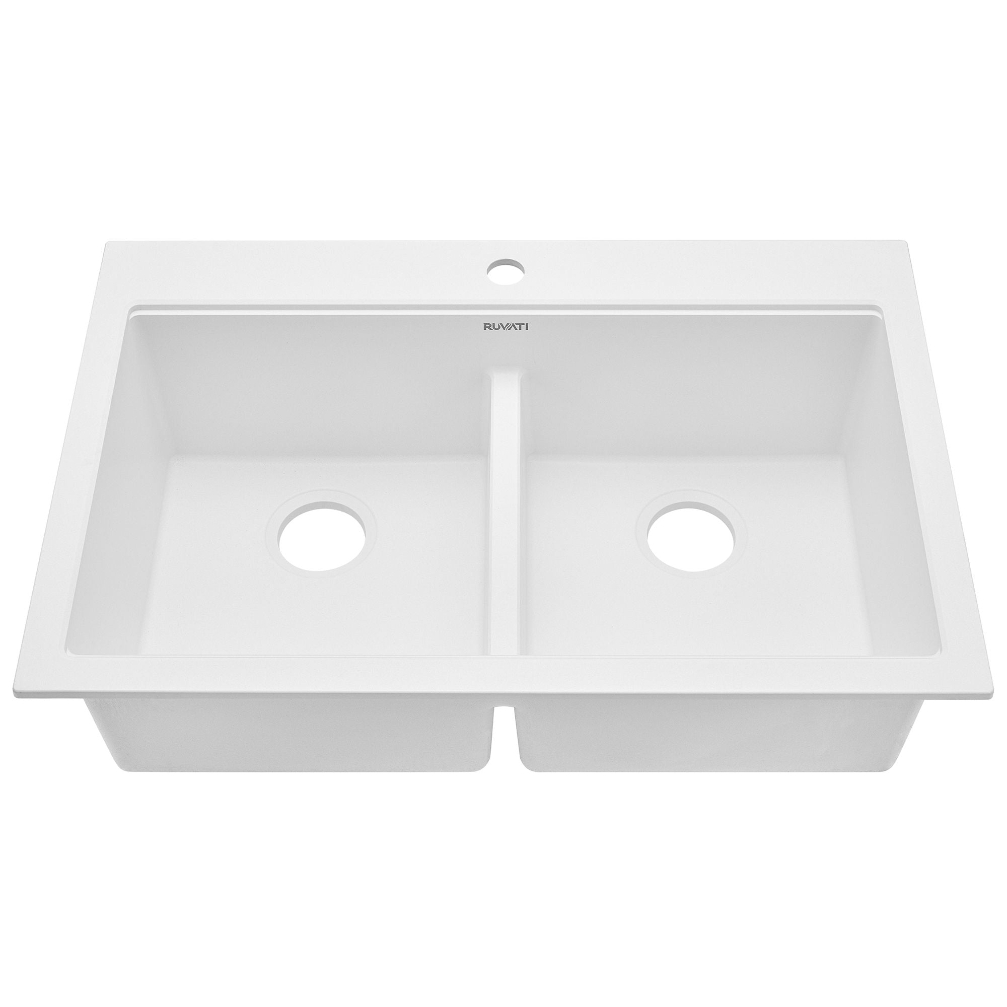 Ruvati epiGranite — Tarja de Cocina de 33 x 22 pulg en Granito Compuesto — Blanco Ártico — 1