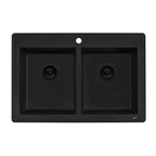 Ruvati epiGranite — Tarja de Cocina de 33 x 22 pulg en Granito Compuesto — Negro Medianoche