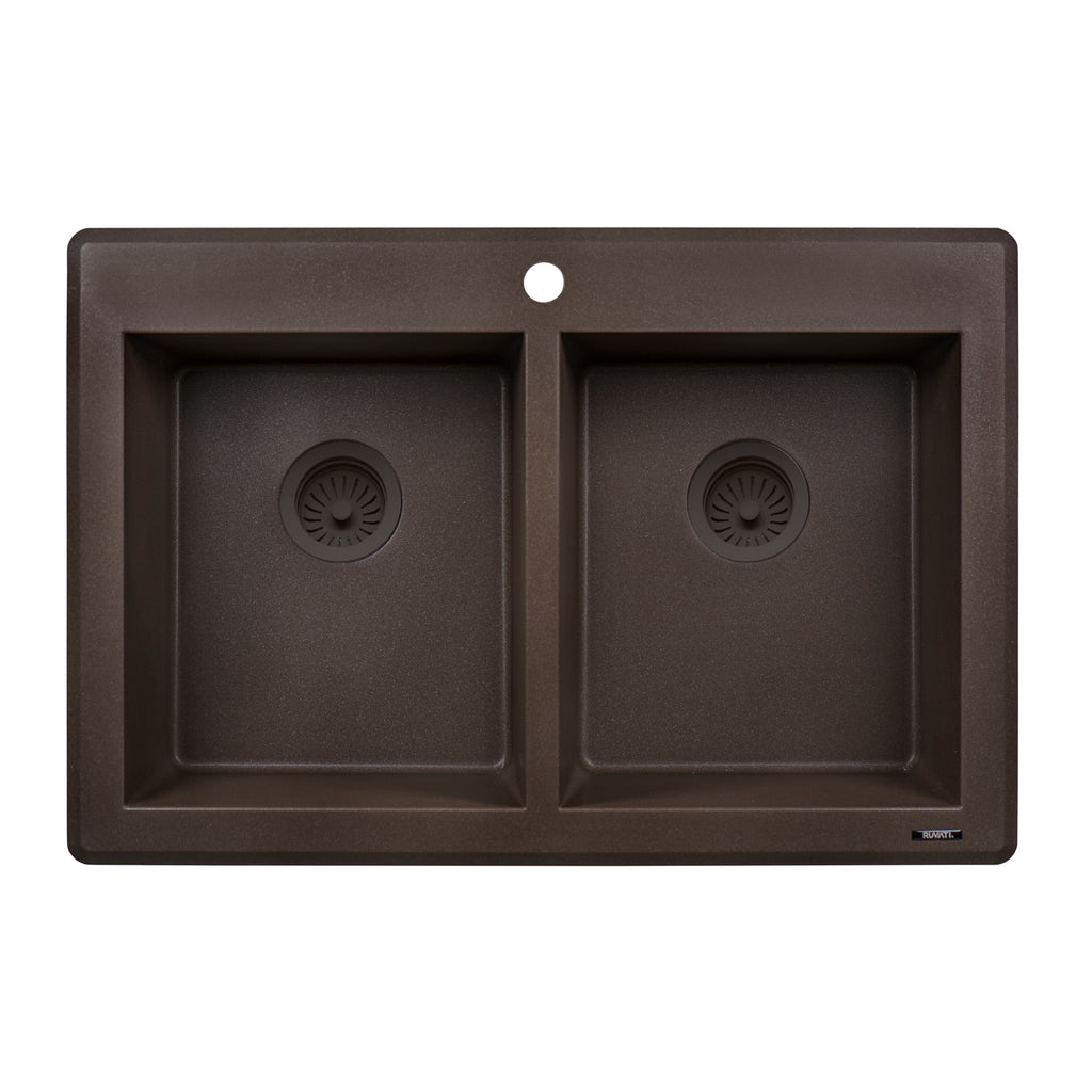 Ruvati epiGranite — Tarja de Cocina de 33 x 22 pulg en Granito Compuesto — Espresso
