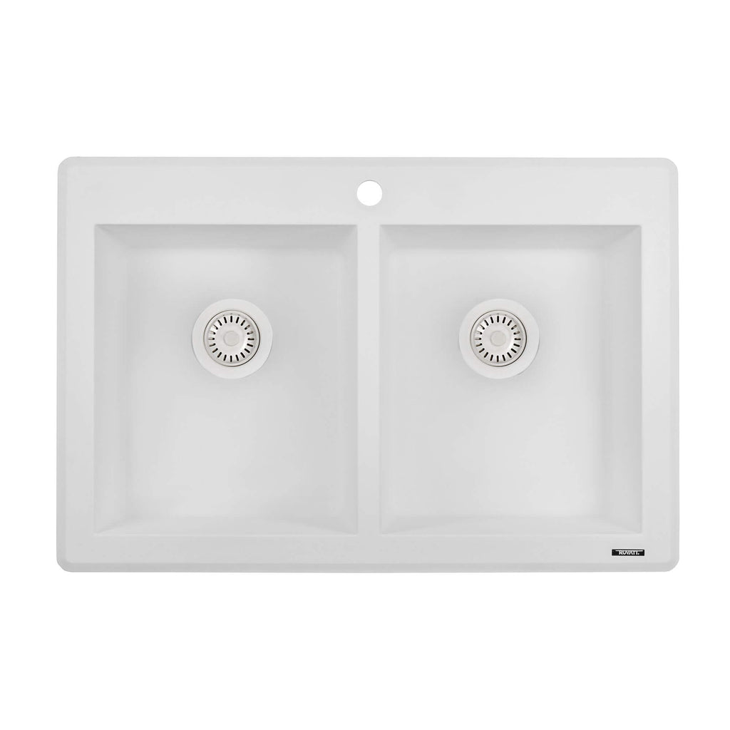 Ruvati epiGranite — Tarja de Cocina de 33 x 22 pulg en Granito Compuesto — Blanco Ártico