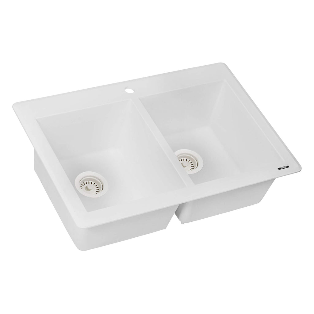 Ruvati epiGranite — Tarja de Cocina de 33 x 22 pulg en Granito Compuesto — Blanco Ártico — 1