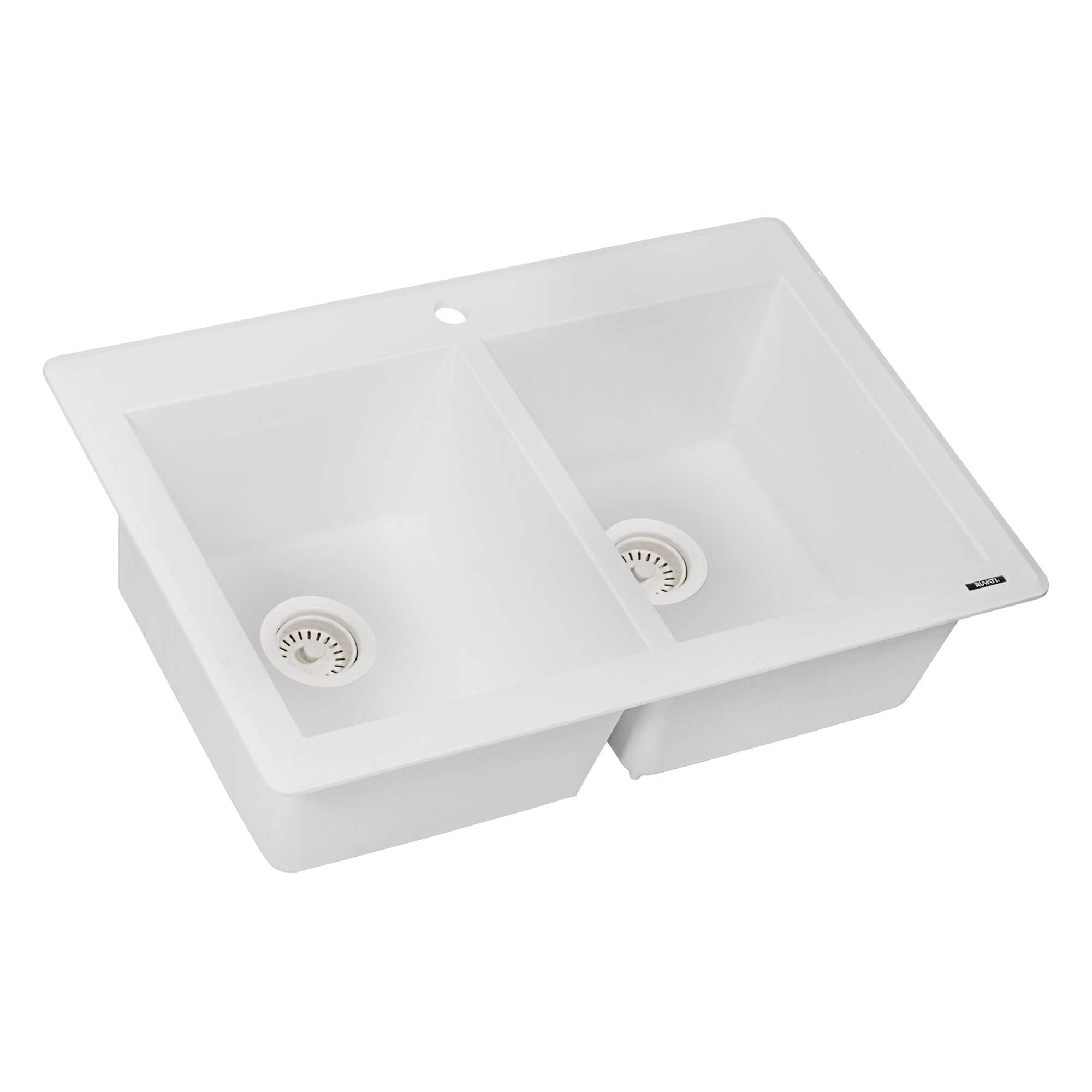 Ruvati epiGranite — Tarja de Cocina de 33 x 22 pulg en Granito Compuesto — Blanco Ártico — 1