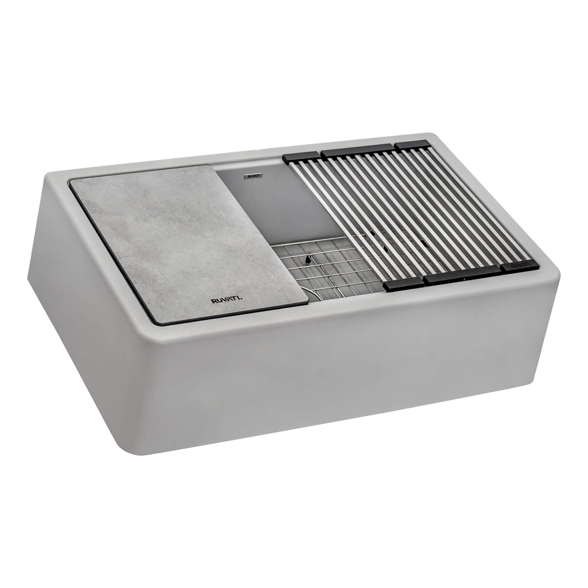 Ruvati epiCast — Tarja Farmhouse de Cocina en Granito Compuesto — Gris