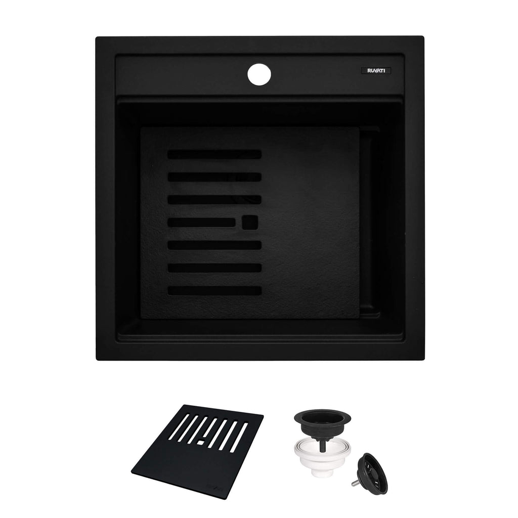 Ruvati epiCube — Tarja de Bar / Prep en Granito Compuesto — Negro Mate — 2