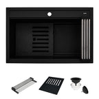 Ruvati epiCube — Tarja Workstation de Cocina en Granito Compuesto — Negro Mate — 1