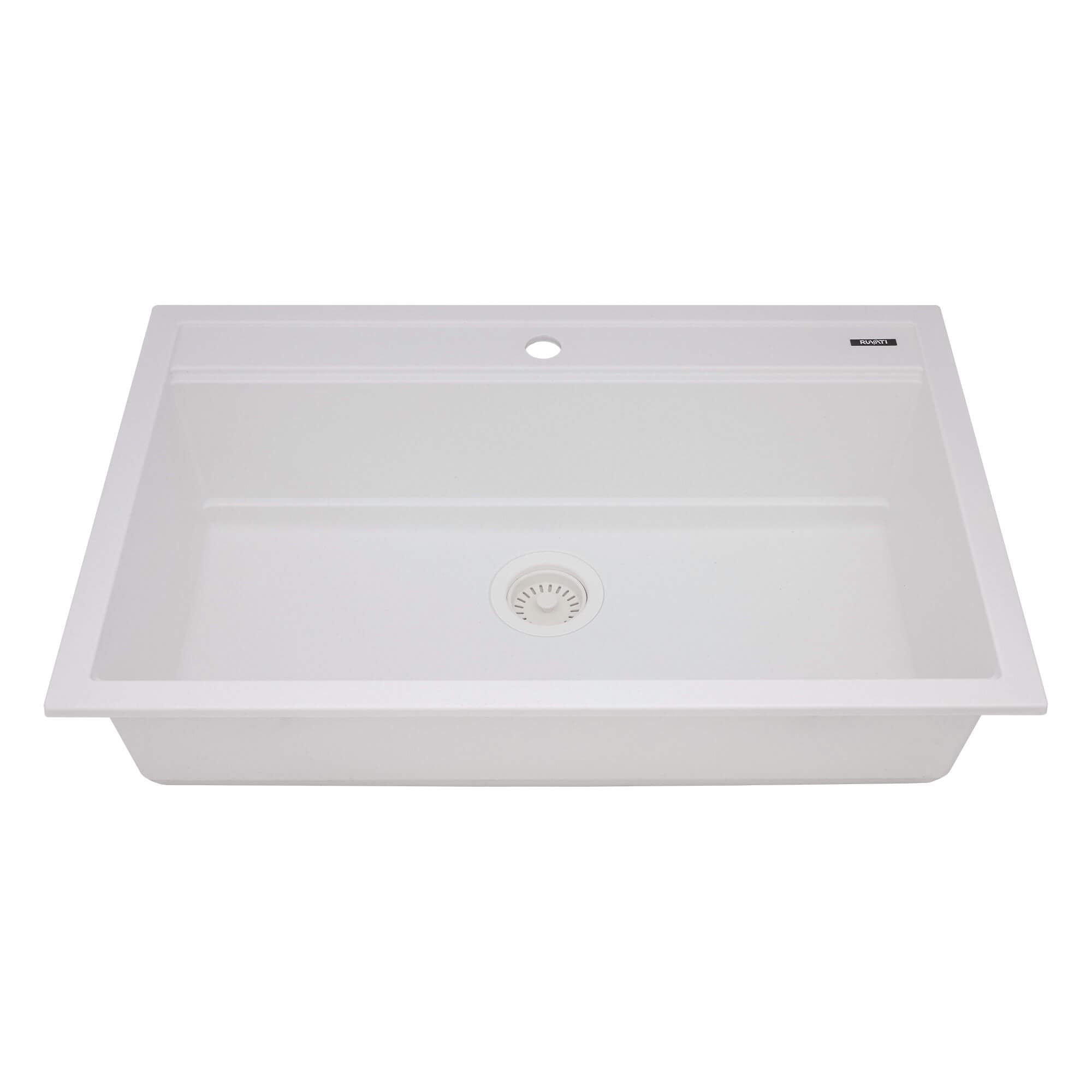 Ruvati epiCube — Tarja Workstation de Cocina en Granito Compuesto — Blanco Ártico — 2