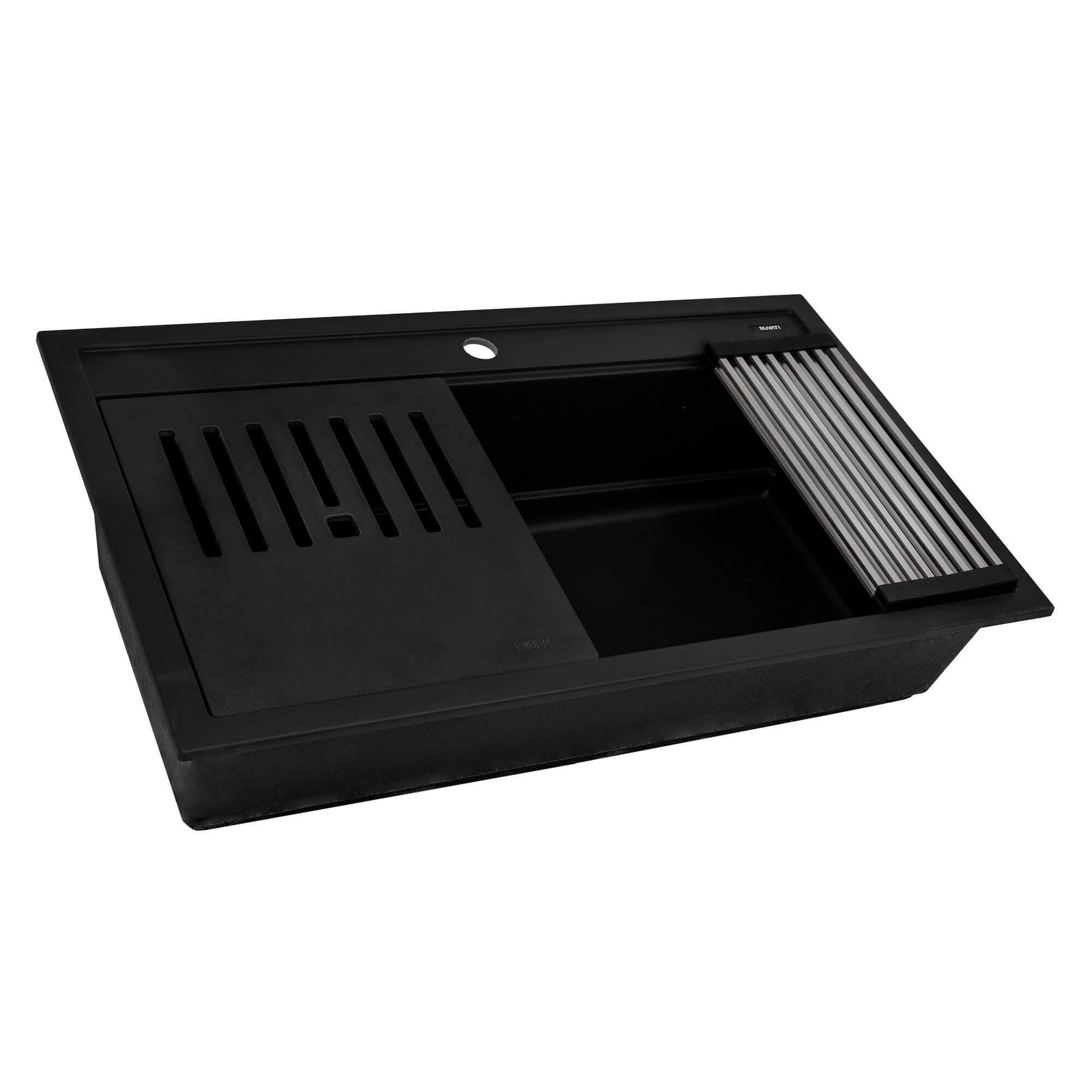 Ruvati epiCube — Tarja Workstation de Cocina en Granito Compuesto — Negro Mate — 3