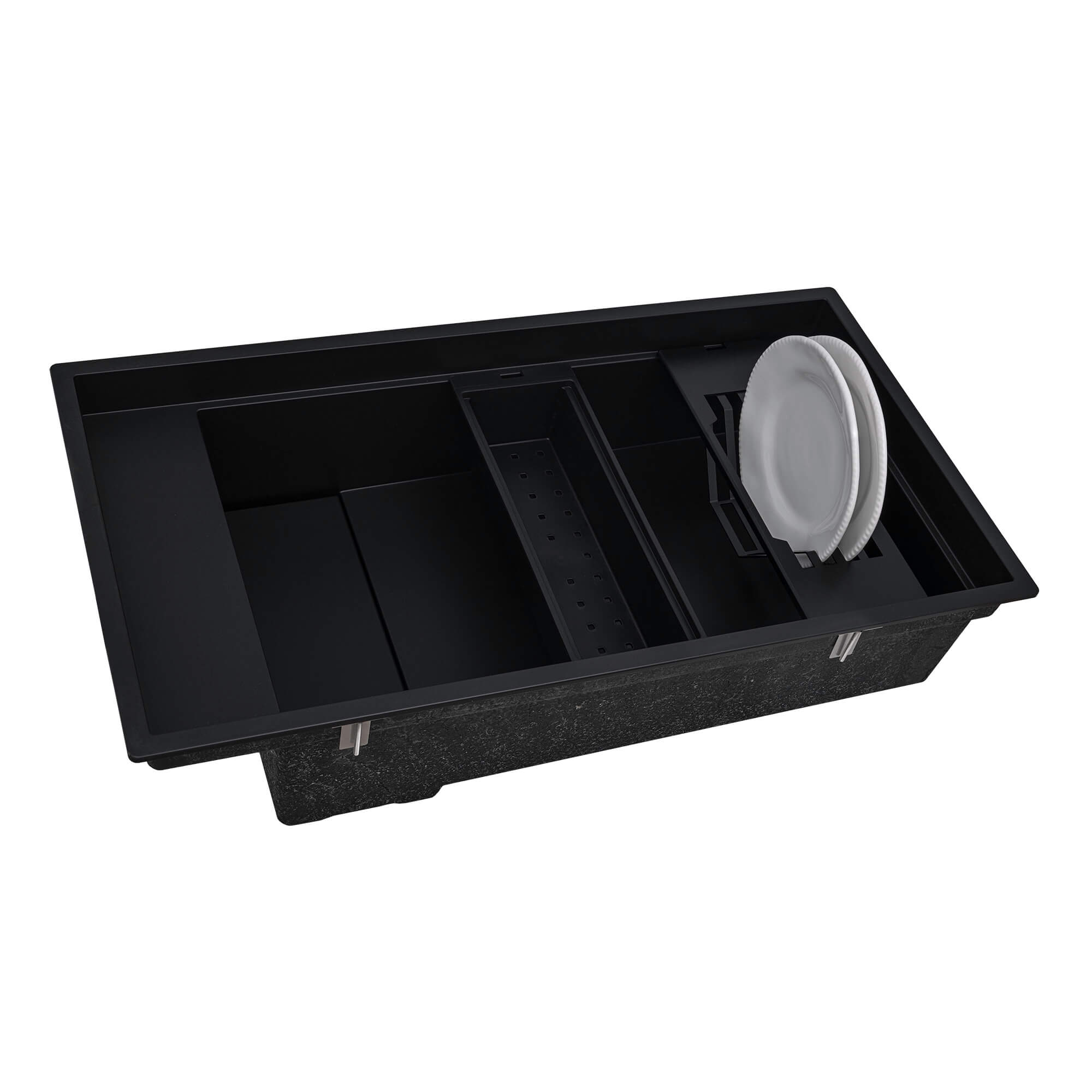 Ruvati epiStage — Tarja Workstation de Cocina de 18 x 34 pulg en Granito Compuesto — Negro — 2