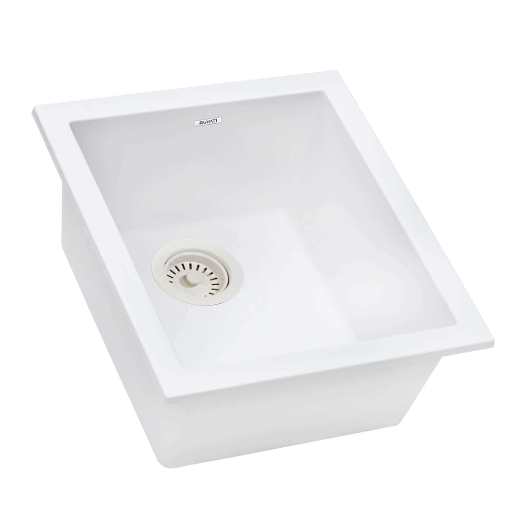 Ruvati epiGranite — Tarja de Bar / Prep de 15 x 17 pulg en Granito Compuesto — Blanco Ártico