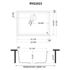 Ruvati epiGranite — Tarja de Cocina de 23 x 17 pulg en Granito Compuesto — diagrama de dimensiones
