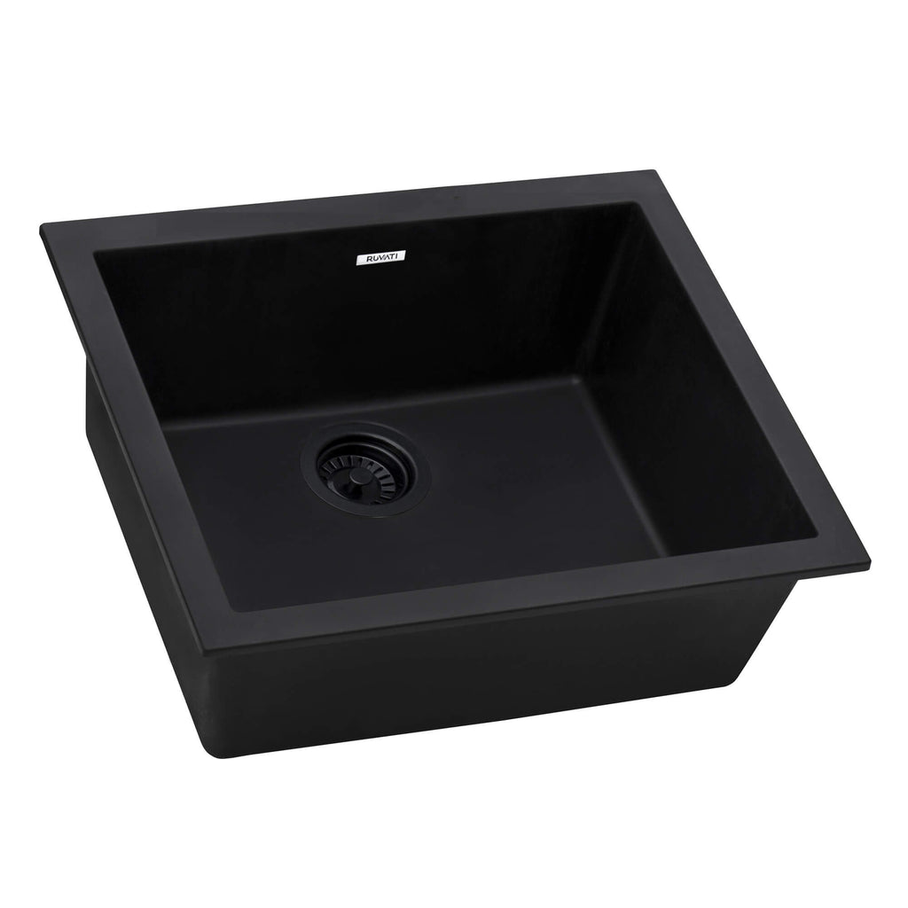 Ruvati epiGranite — Tarja de Cocina de 23 x 17 pulg en Granito Compuesto — Negro Medianoche — 1