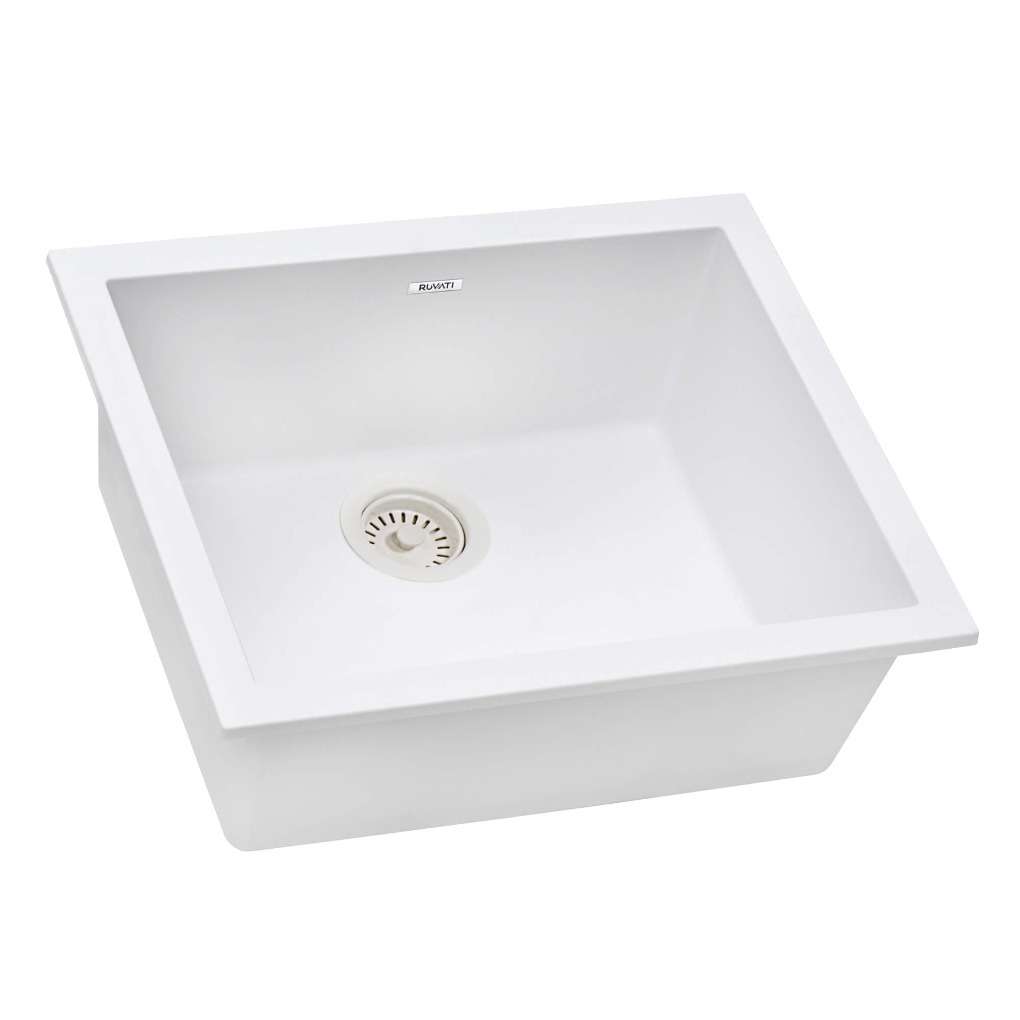 Ruvati epiGranite — Tarja de Cocina de 23 x 17 pulg en Granito Compuesto — Blanco Ártico
