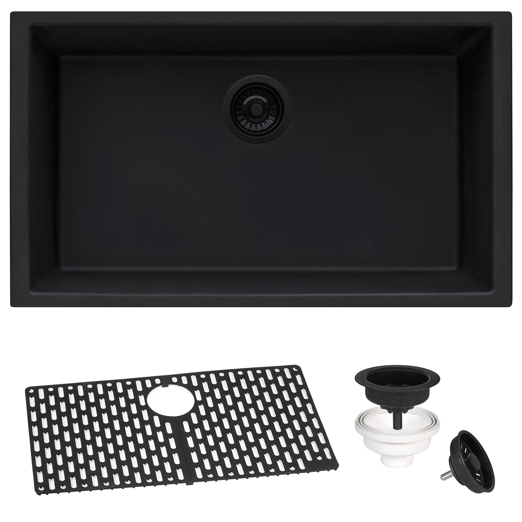 Ruvati epiGranite — Tarja de Cocina de 27 x 18 pulg en Granito Compuesto — Negro Medianoche