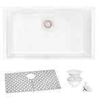 Ruvati epiGranite — Tarja de Cocina de 27 x 18 pulg en Granito Compuesto — Blanco Ártico