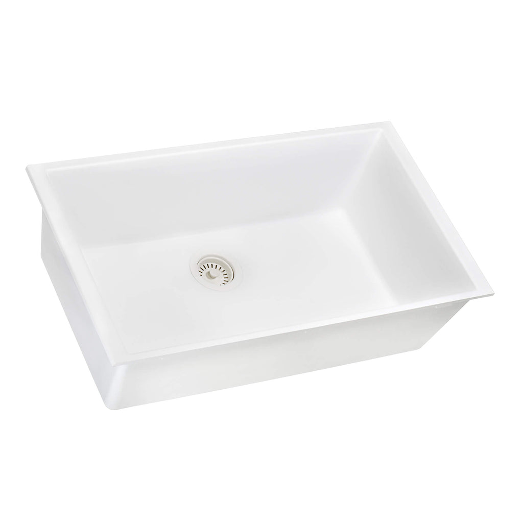 Ruvati epiGranite — Tarja de Cocina de 27 x 18 pulg en Granito Compuesto — Blanco Ártico — 1
