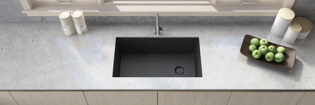 Ruvati epiGranite — Tarja de Cocina de 31 x 19 pulg en Granito Compuesto — Negro Medianoche — 2