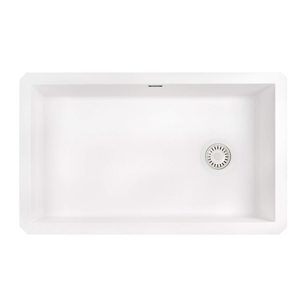 Ruvati epiGranite — Tarja de Cocina de 31 x 19 pulg en Granito Compuesto — Blanco Ártico