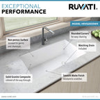Ruvati epiGranite — Tarja de Cocina de 31 x 19 pulg en Granito Compuesto — Blanco Ártico — 1