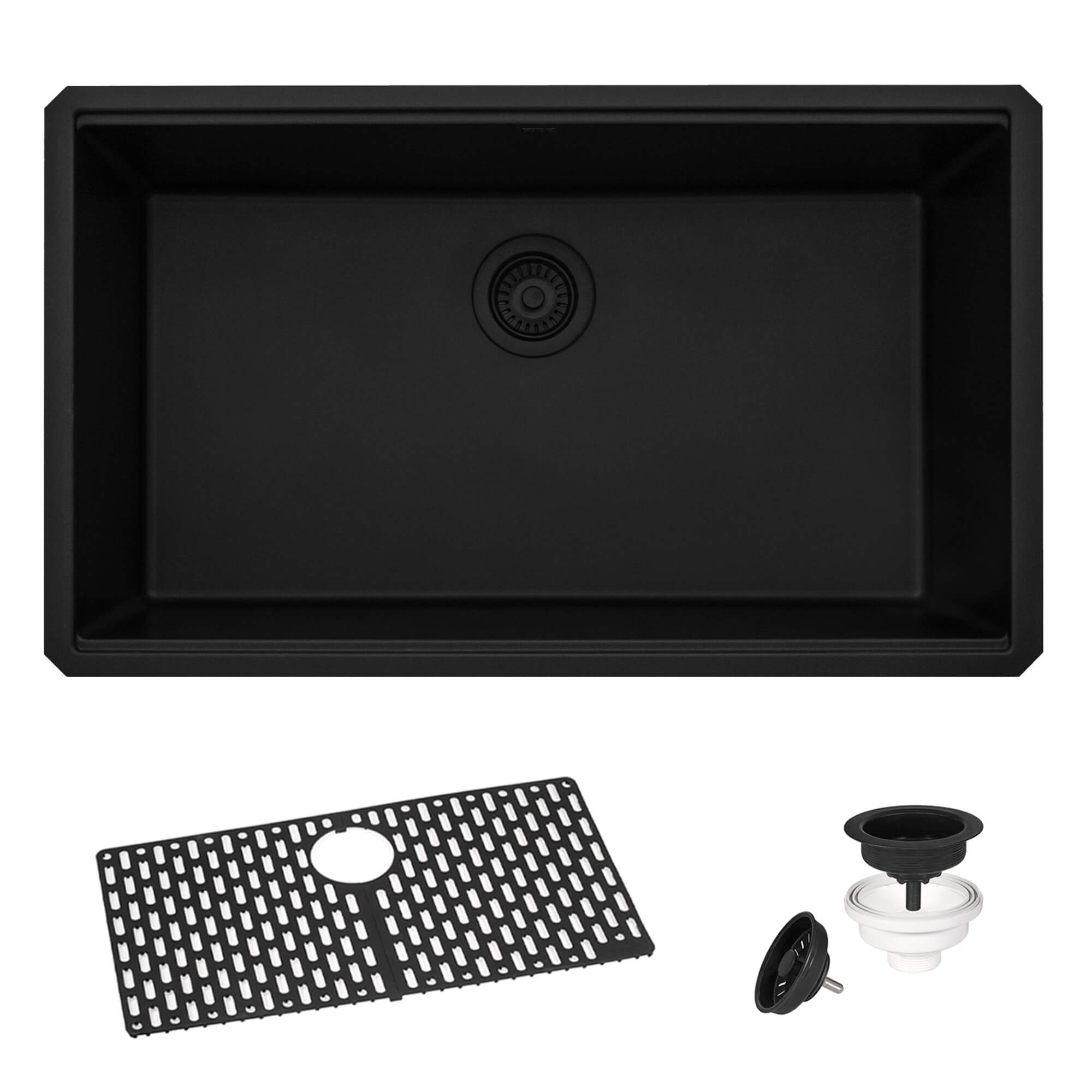 Ruvati epiGranite — Tarja de Cocina de 33 x 19 pulg en Granito Compuesto — Negro Medianoche — 1