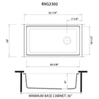 Ruvati epiStage — Tarja Workstation de Cocina en Granito Compuesto — diagrama de dimensiones