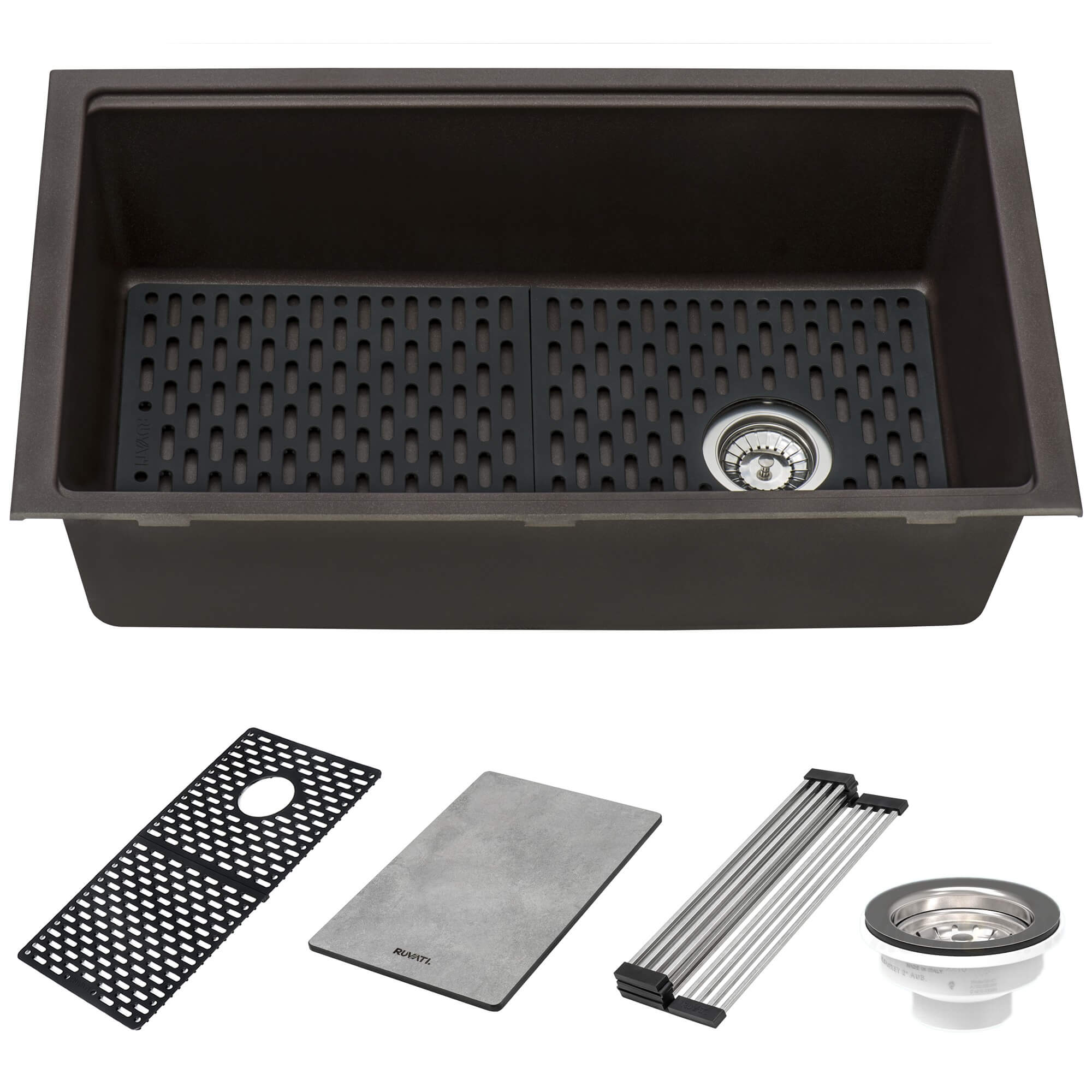 Ruvati epiStage — Tarja Workstation de Cocina en Granito Compuesto — Café — 1