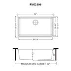 Ruvati epiStage — Tarja Workstation de Cocina en Granito Compuesto — diagrama de dimensiones