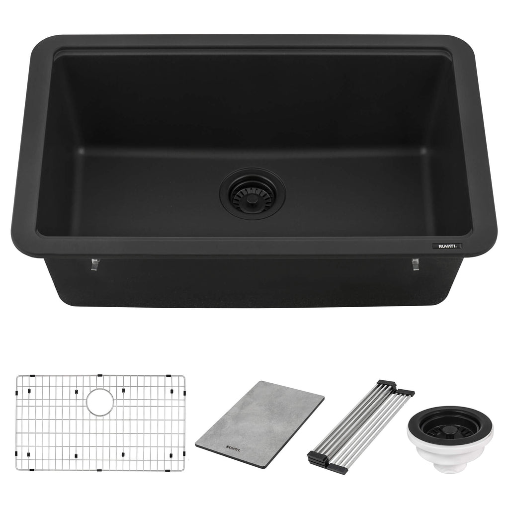 Ruvati epiStage — Tarja Workstation de Cocina en Granito Compuesto — Negro Mate — 4