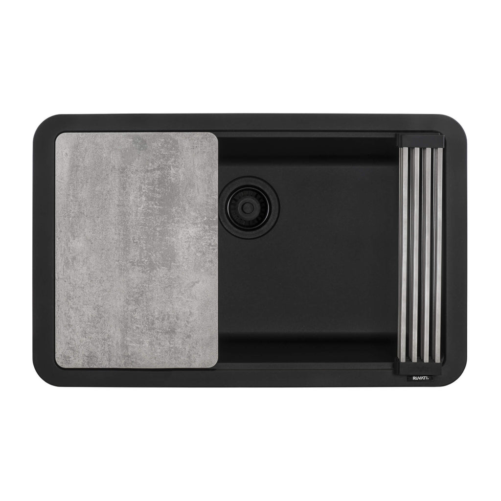 Ruvati epiStage — Tarja Workstation de Cocina en Granito Compuesto — Negro Mate — 1