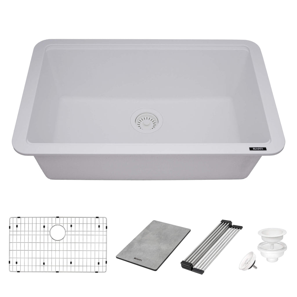Ruvati epiStage — Tarja Workstation de Cocina en Granito Compuesto — Blanco Ártico — 1