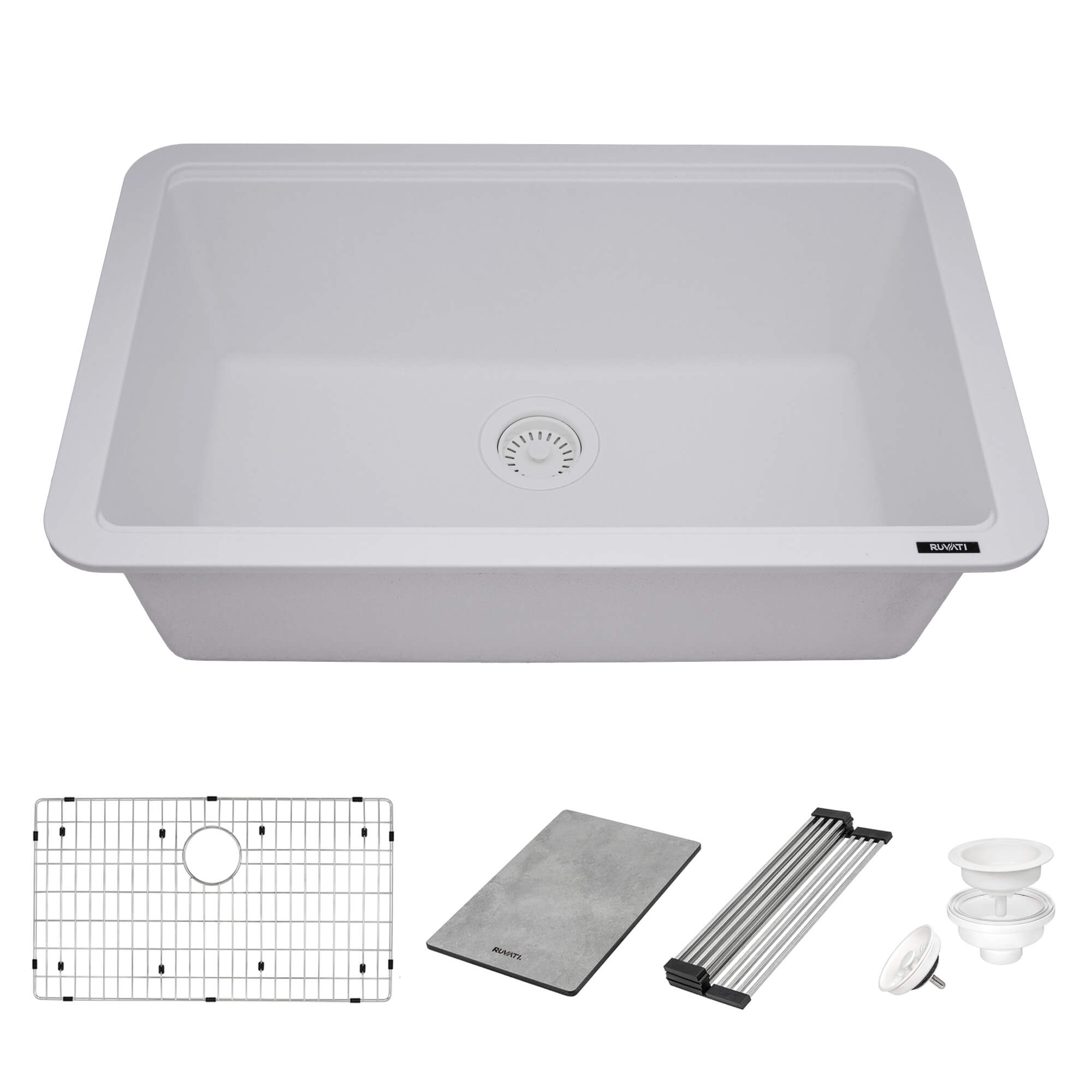 Ruvati epiStage — Tarja Workstation de Cocina en Granito Compuesto — Blanco Ártico — 1