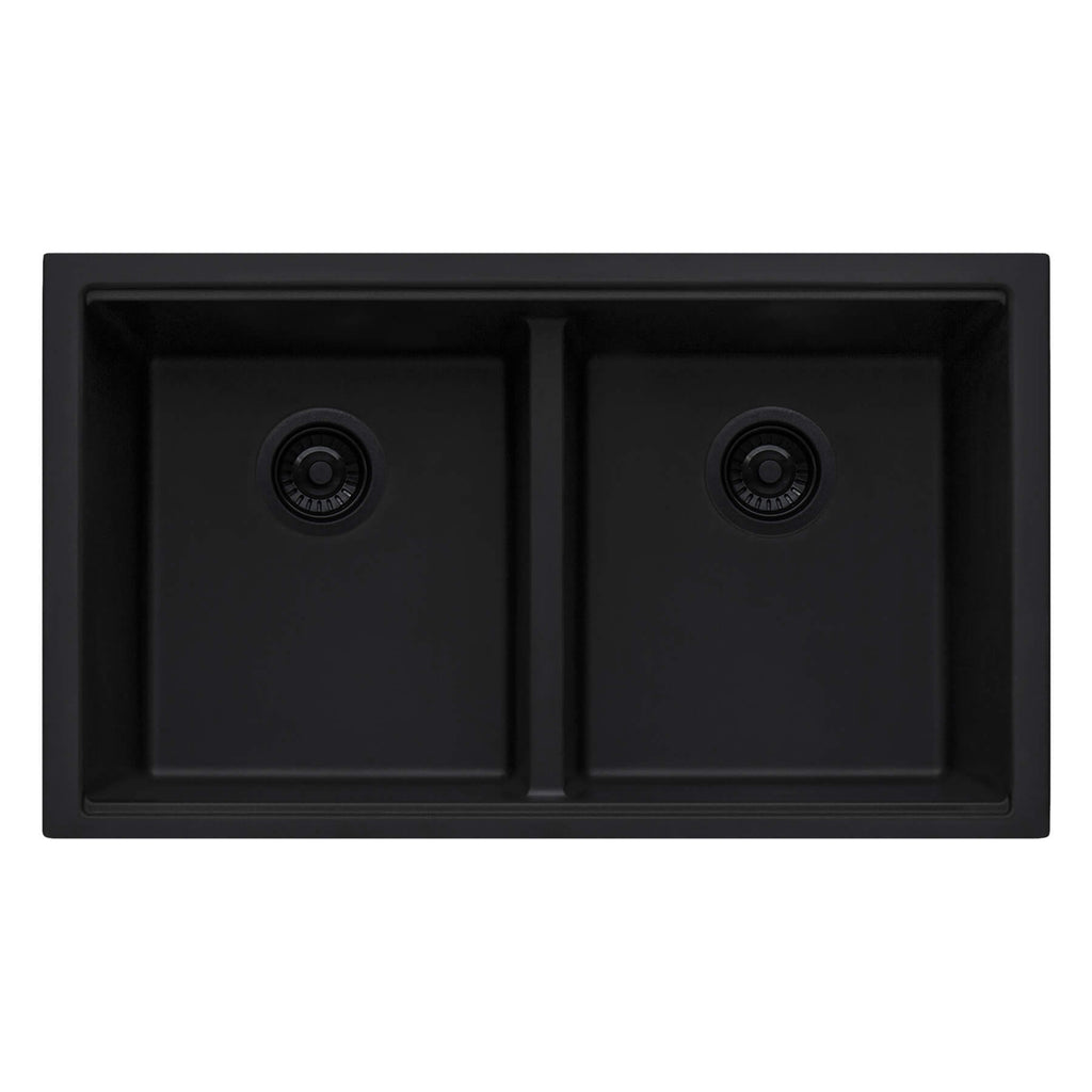 Ruvati epiGranite — Tarja de Cocina de 33 x 19 pulg en Granito Compuesto — Negro Medianoche