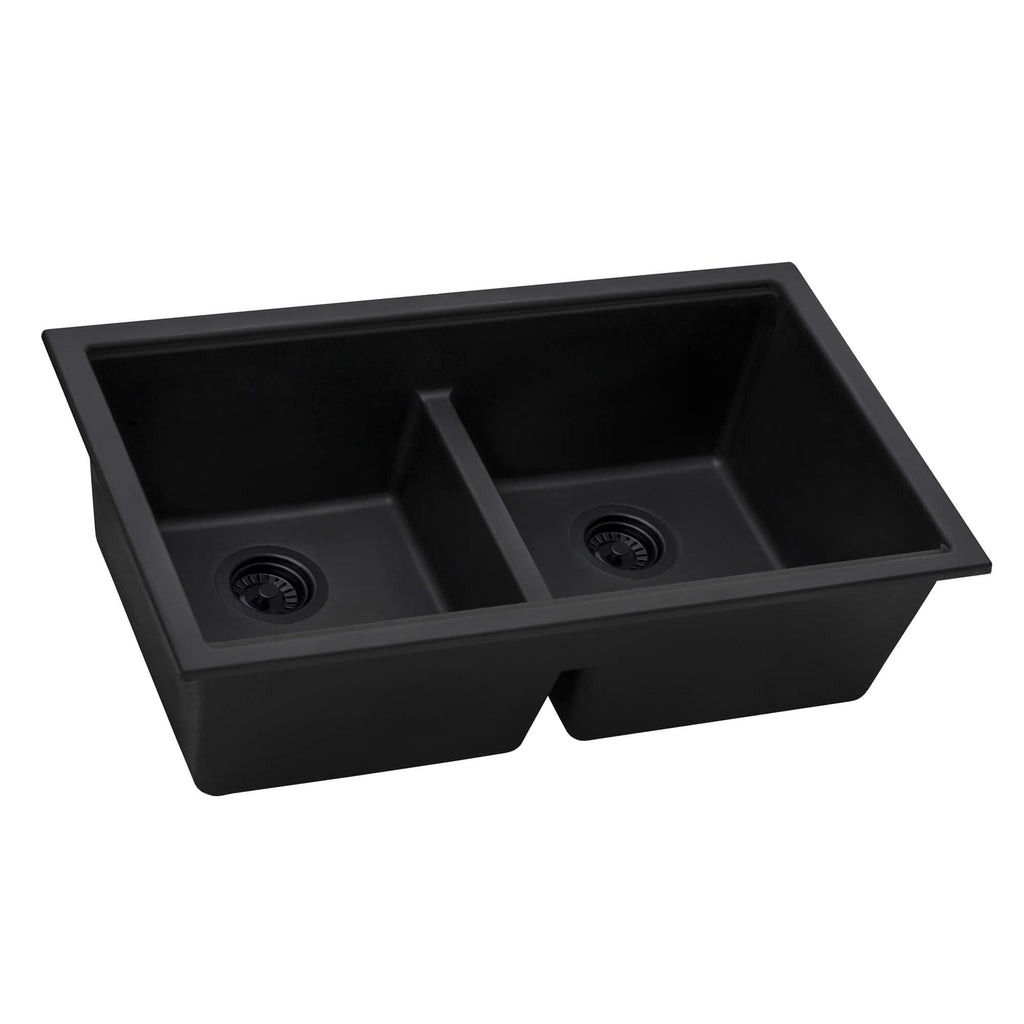 Ruvati epiGranite — Tarja de Cocina de 33 x 19 pulg en Granito Compuesto — Negro Medianoche — 1