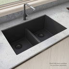 Ruvati epiGranite — Tarja de Cocina de 33 x 19 pulg en Granito Compuesto — Negro Medianoche — 4