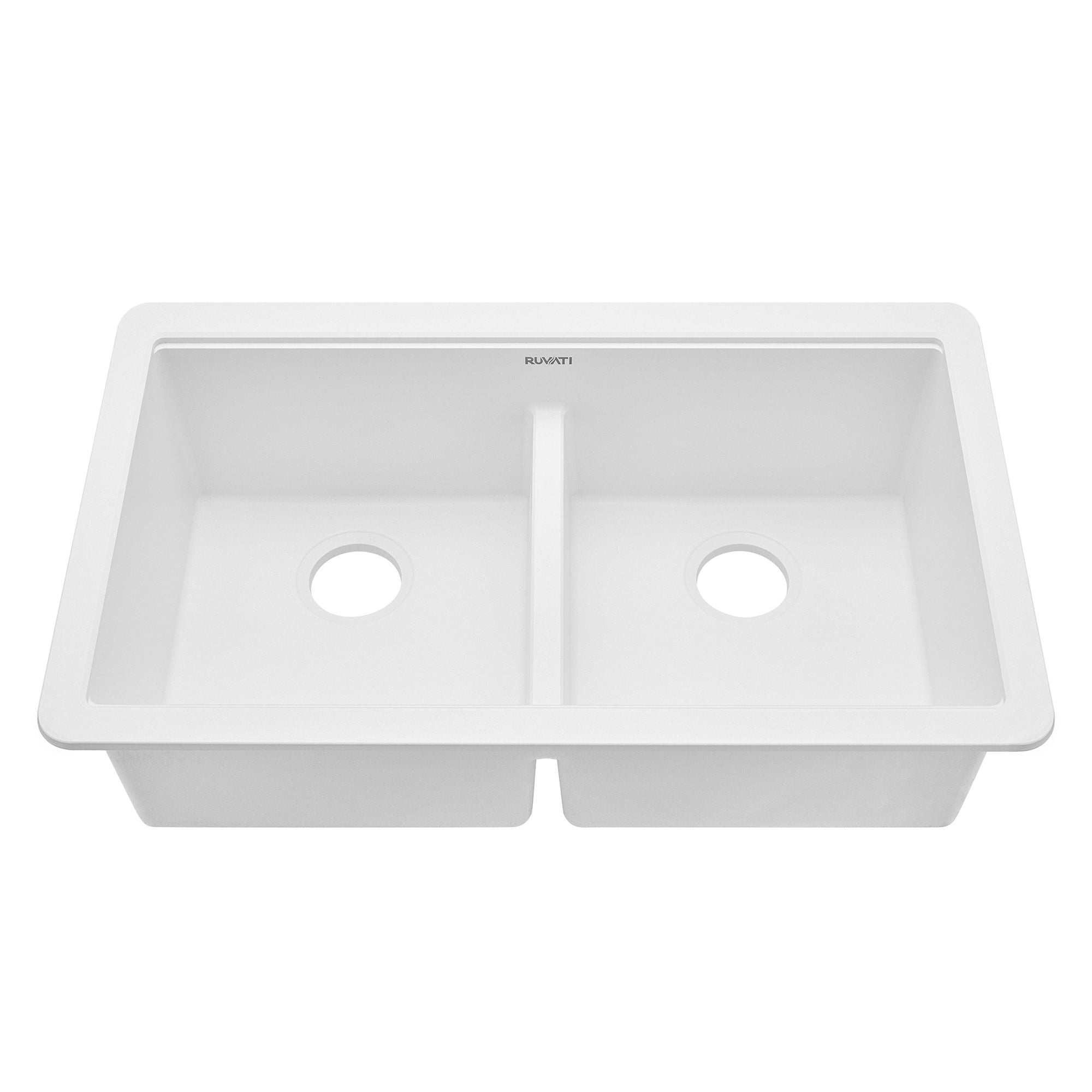 Ruvati epiGranite — Tarja de Cocina de 33 x 19 pulg en Granito Compuesto — Blanco Ártico