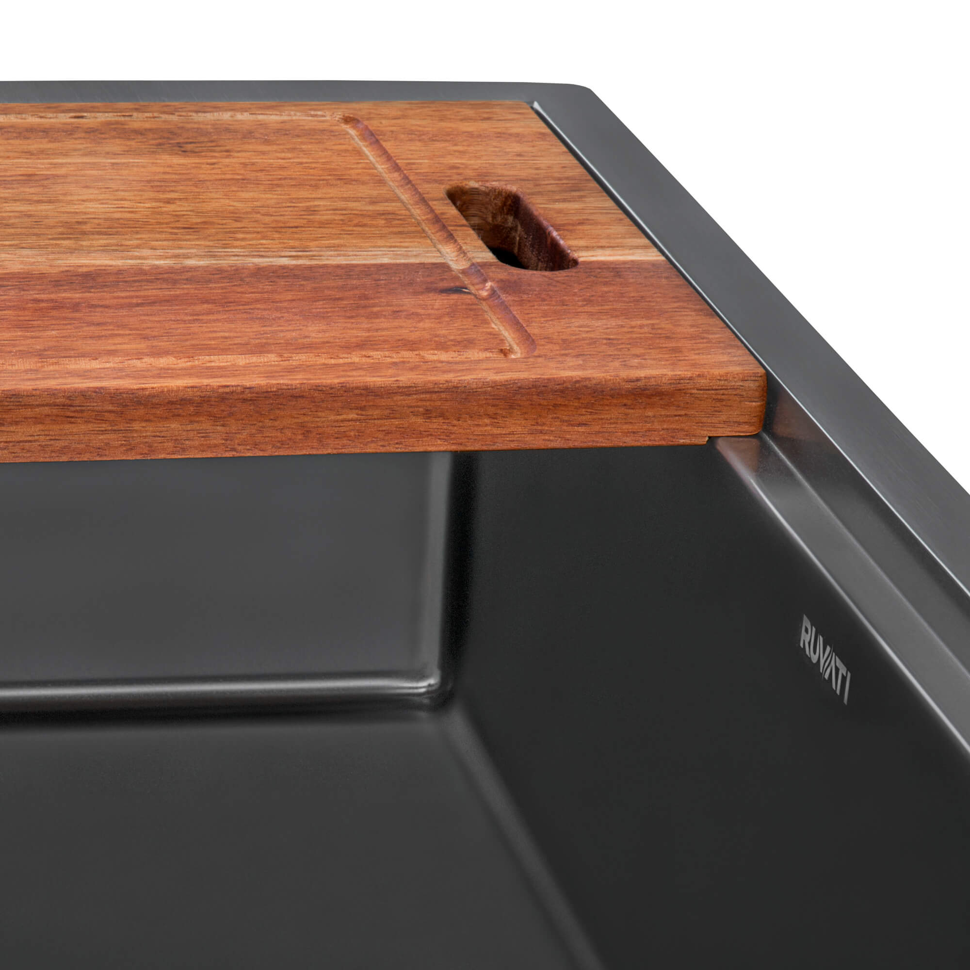 Ruvati Giana — Tarja Workstation de Cocina en Acero Inoxidable — Negro Gunmetal — 2