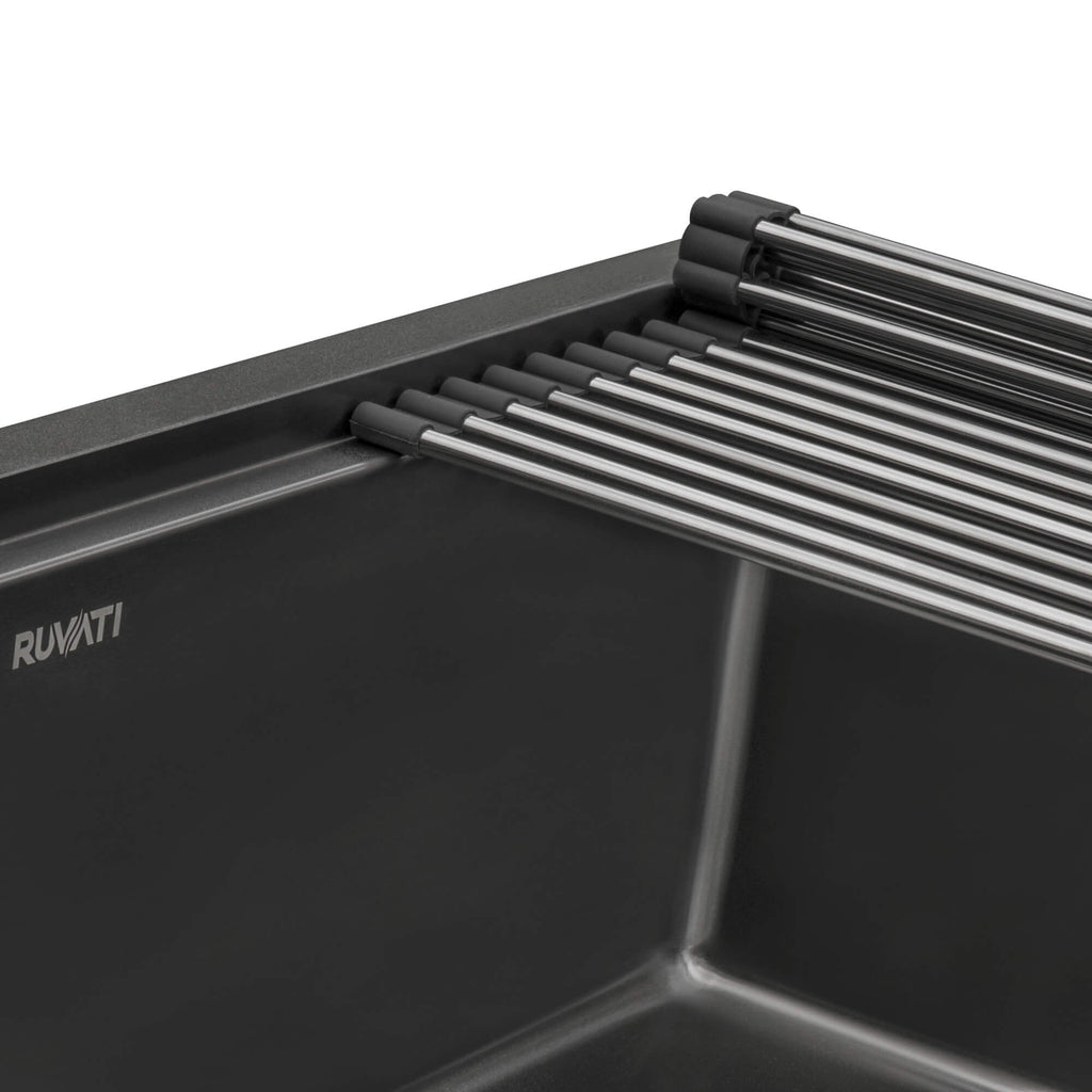 Ruvati Giana — Tarja Workstation de Cocina en Acero Inoxidable — Negro Gunmetal — 3