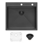 Ruvati Terraza — Tarja Workstation de Cocina en Acero Inoxidable — Negro Gunmetal — 1