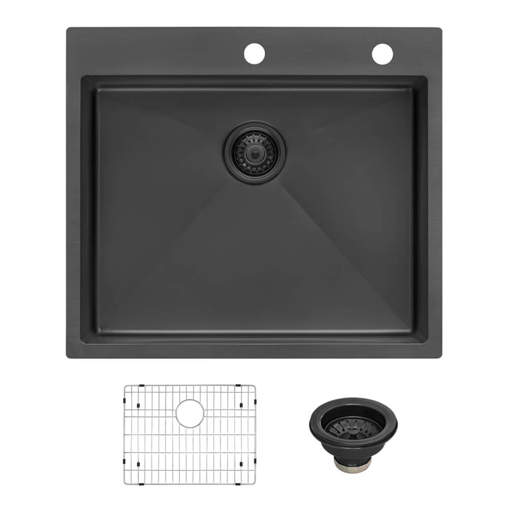 Ruvati Terraza — Tarja Workstation de Cocina en Acero Inoxidable — Negro Gunmetal — 1