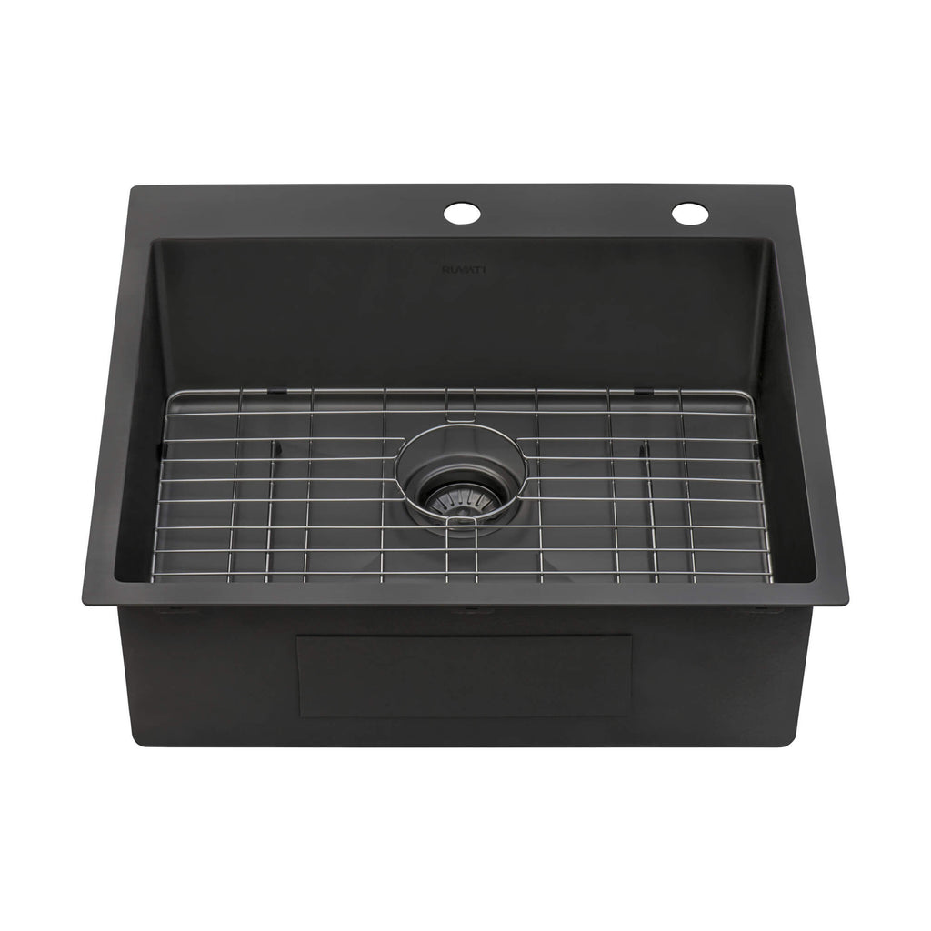 Ruvati Terraza — Tarja Workstation de Cocina en Acero Inoxidable — Negro Gunmetal — 3