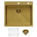 Ruvati Terraza — Tarja Workstation de Cocina en Acero Inoxidable — Oro Mate — 1
