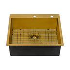 Ruvati Terraza — Tarja Workstation de Cocina en Acero Inoxidable — Oro Mate — 3