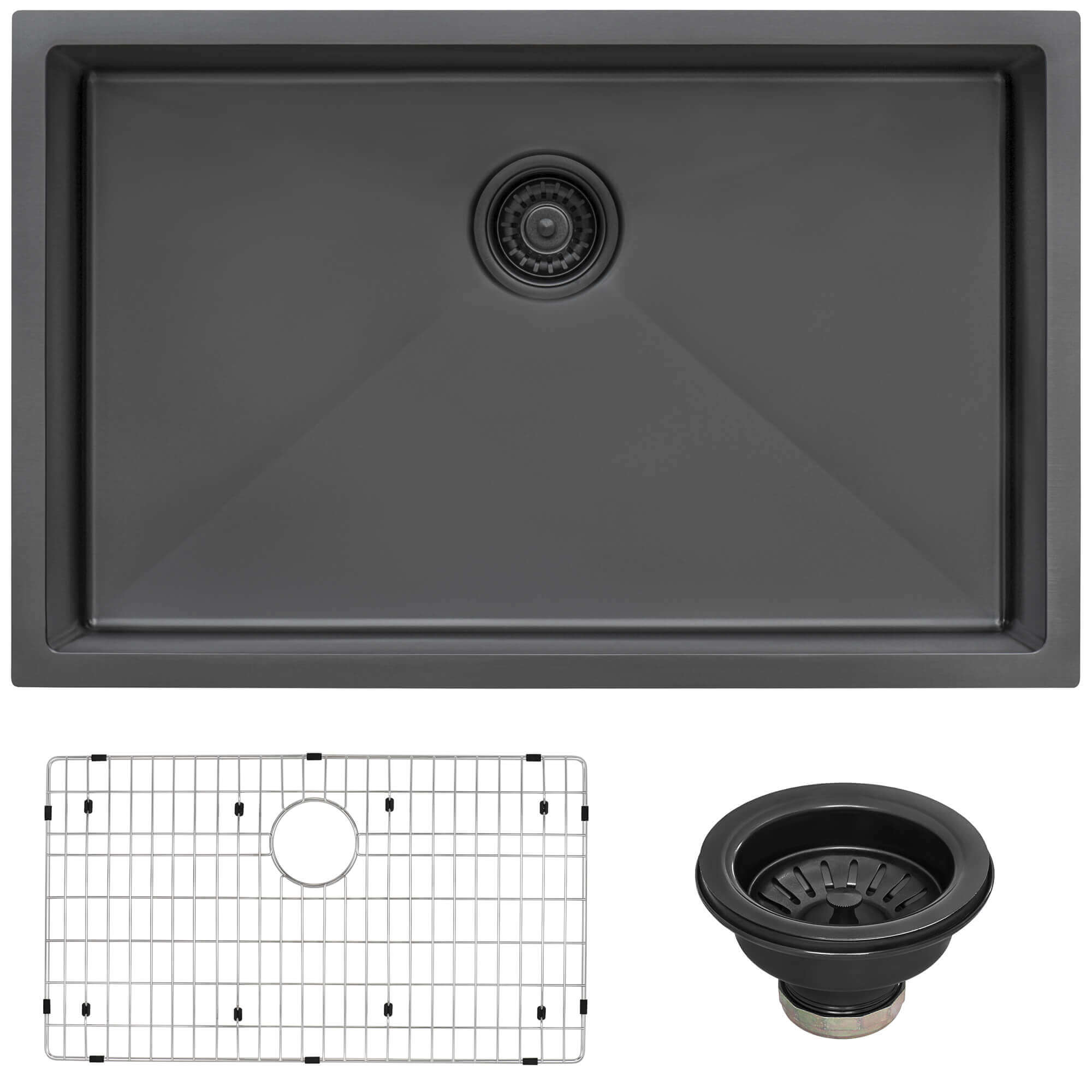 Ruvati Terraza — Tarja de Cocina en Acero Inoxidable — Negro Gunmetal