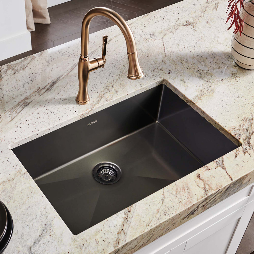 Ruvati Terraza — Tarja de Cocina en Acero Inoxidable — Negro Gunmetal — 3