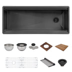 Ruvati Dual-Tier Pro — Tarja Workstation de Cocina en Acero Inoxidable — Negro Gunmetal — 2