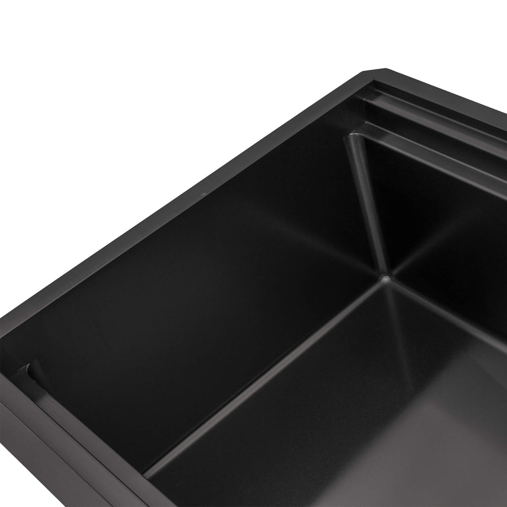 Ruvati Dual-Tier Pro — Tarja Workstation de Cocina en Acero Inoxidable — Negro Gunmetal — 4