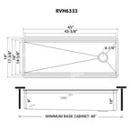 Ruvati Dual-Tier Pro — Tarja Workstation de Cocina en Acero Inoxidable — diagrama de dimensiones