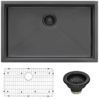 Ruvati Terraza — Tarja de Cocina en Acero Inoxidable — Negro Gunmetal