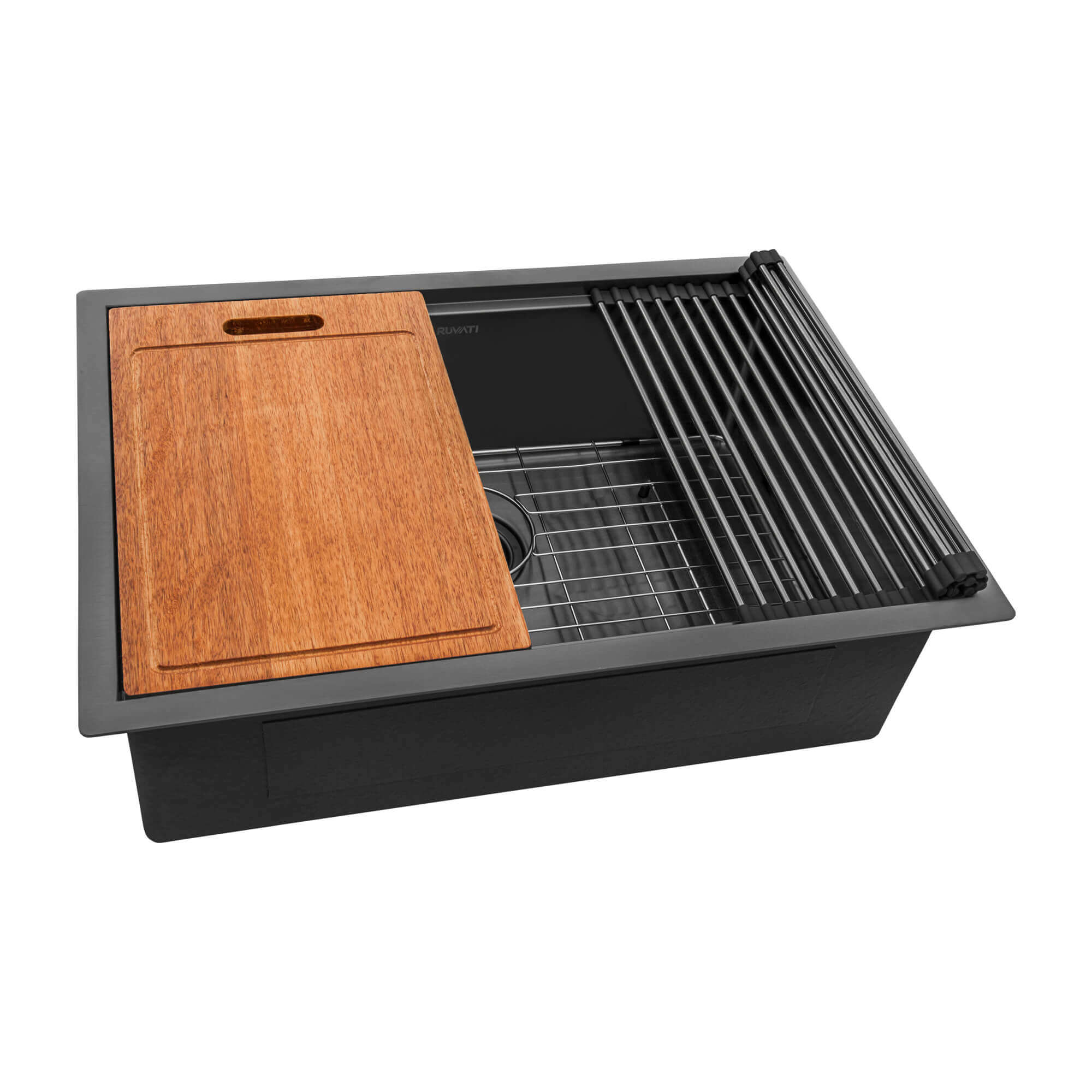 Ruvati Giana — Tarja Workstation de Cocina en Acero Inoxidable — Negro Gunmetal — 1