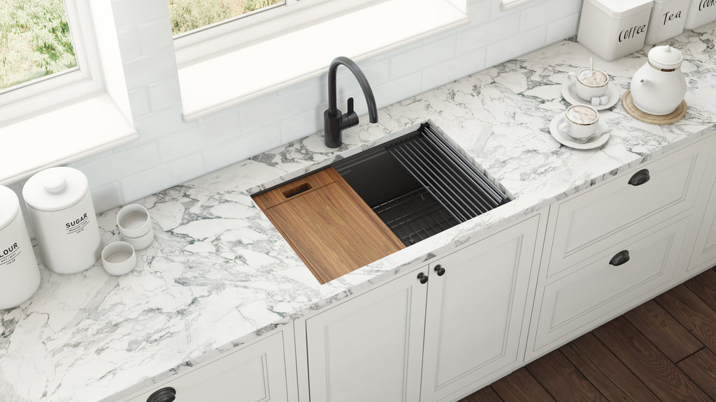 Ruvati Giana — Tarja Workstation de Cocina en Acero Inoxidable — Negro Gunmetal — 3